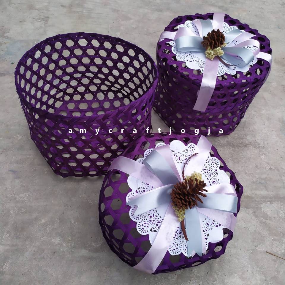Klongsong Besar d 22 x t 18 cm FREE PITA/ klongsong besar natural/ kerajinan anyaman bambu/ besek ba