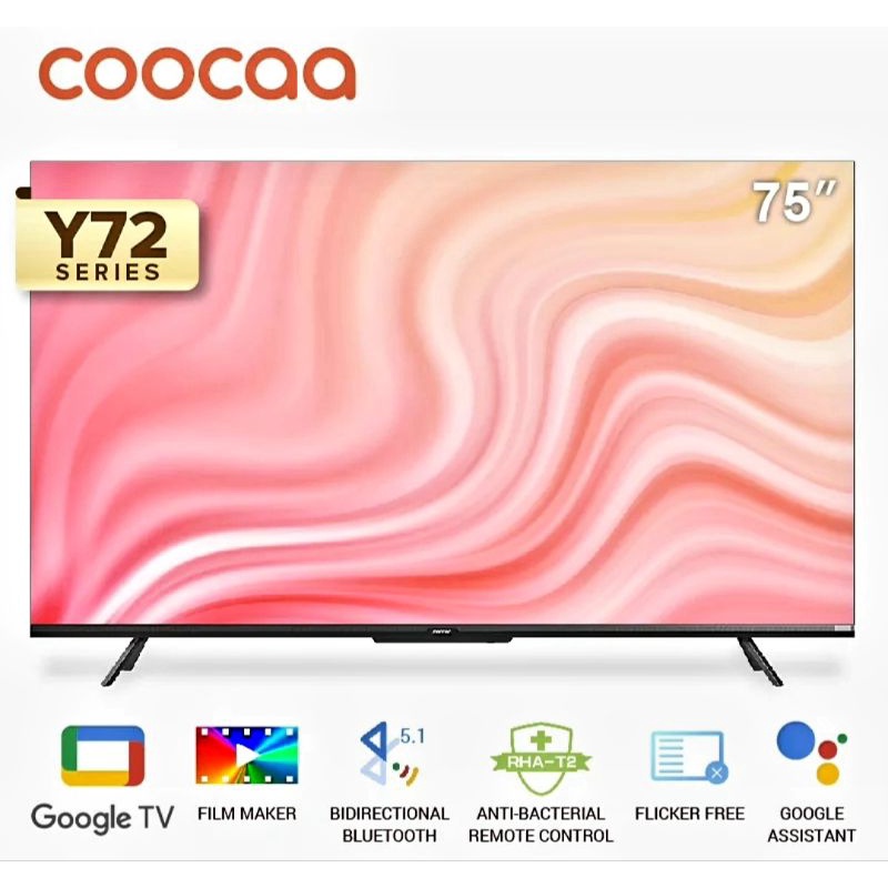 COOCAA 75Y72 Led Tv 75 inch Digital Smart Google 4K UHD TV Flicker Free