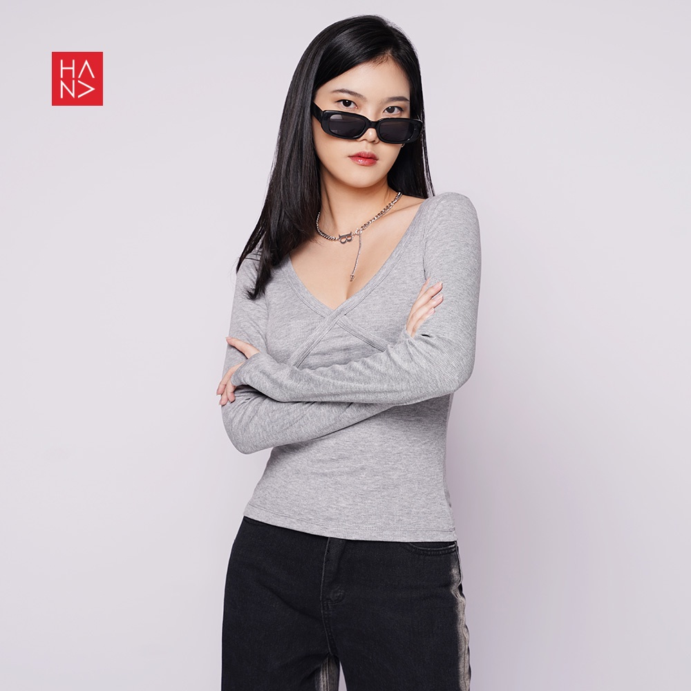 HanaFashion JKT - Nessie Top Knit Long Sleeve Atasan Casual Wanita Lengan Panjang - TS427