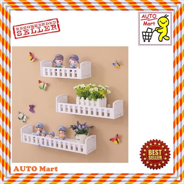 Rak dinding minimalis bonus hiasan kupu2 ORIGINAL - ABZ