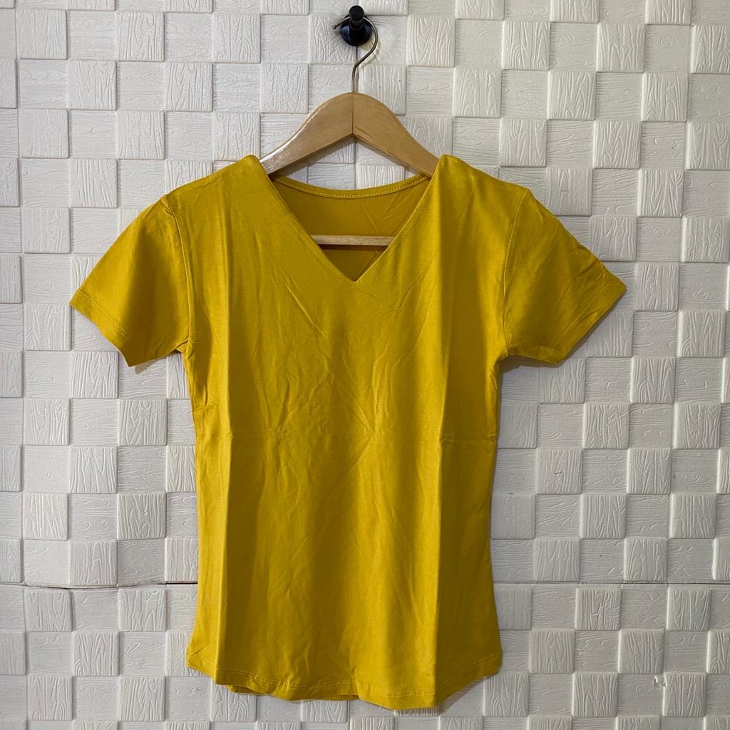 atasan polos vneck lengan pendek wanita/kaos vneck/atasan vneck/pakaian wanita/kaos polos/syafiqa-1