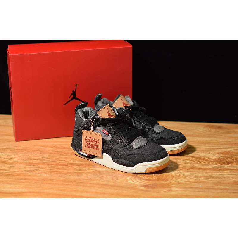 Air Jordan 4 Levis Denim Black Sepatu Basket Olahraga
