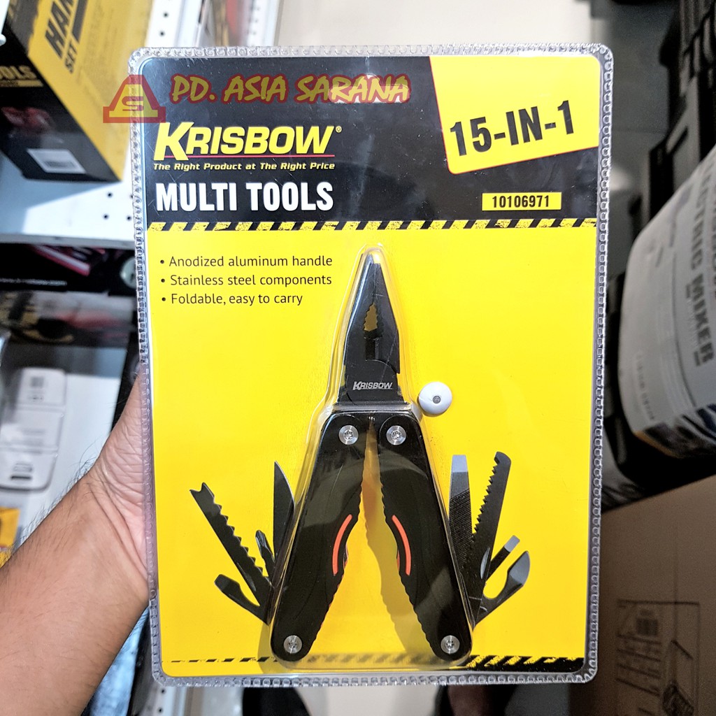 Multi Tools 15 in 1 Krisbow / Tang Lipat Alat Saku Serbaguna