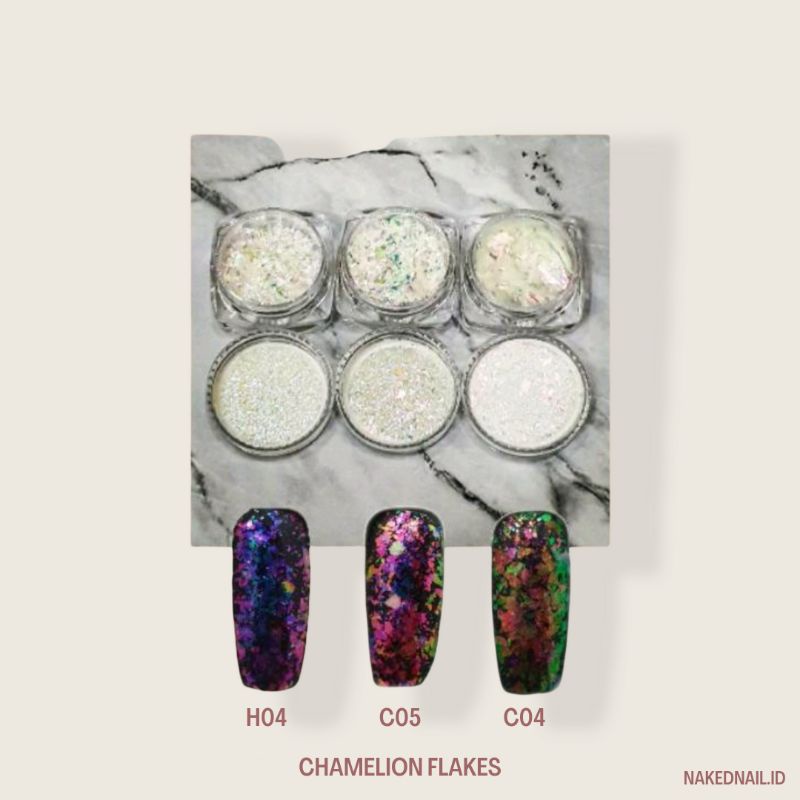 Chamelion flakes powder mirror powder nail art