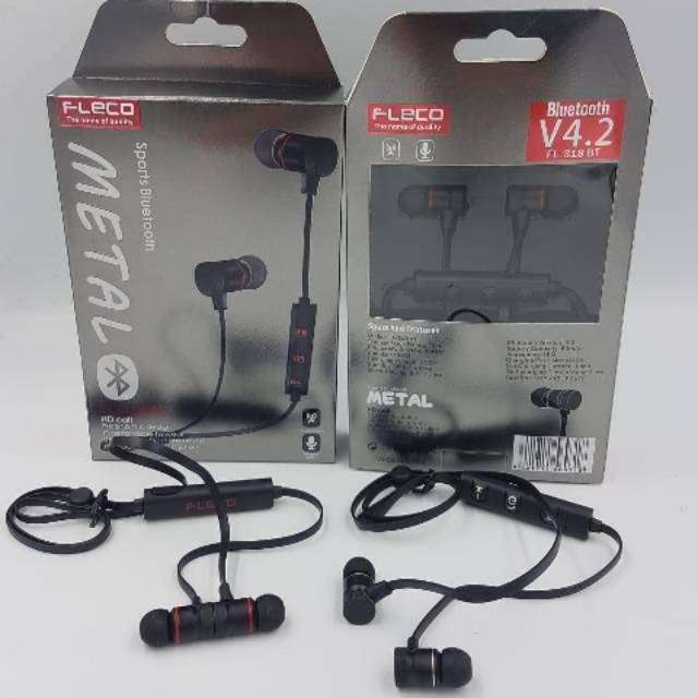 Headset Handsfree Earphone Bluetooth Fleco Metal Sport Magnet