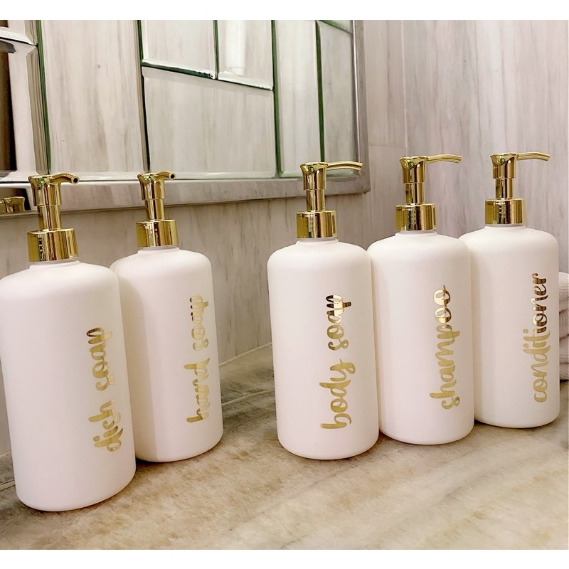 botol DOFF TEBAL 500ml gold kecil LUXURY. aesthetic bottle refill tempat sabun cair pump estetik