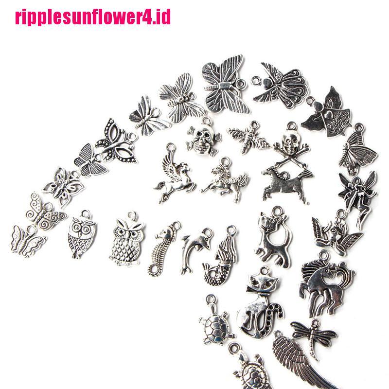100pcs Liontin Gaya Tibet Warna Silver Untuk Perhiasan