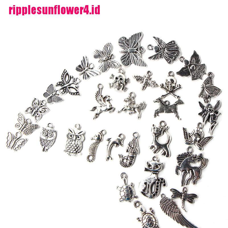 100pcs Liontin Gaya Tibet Warna Silver Untuk Perhiasan