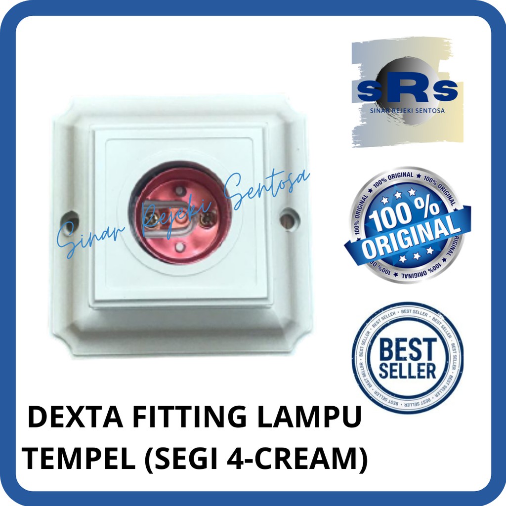 DEXTA FITTING LAMPU TEMPEL MODEL SEGI EMPAT/FITING LAMPU - CREAM