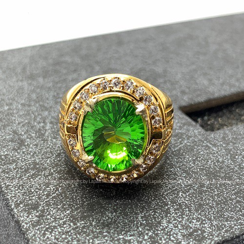 [Bayar di Tempat] Cincin Pria Batu Natural Green Moldavite Original Oval