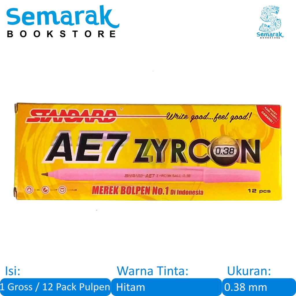 

Standard AE7 Zyrcon Pulpen Delta Tip 0.38 mm - Hitam [1 Gross]