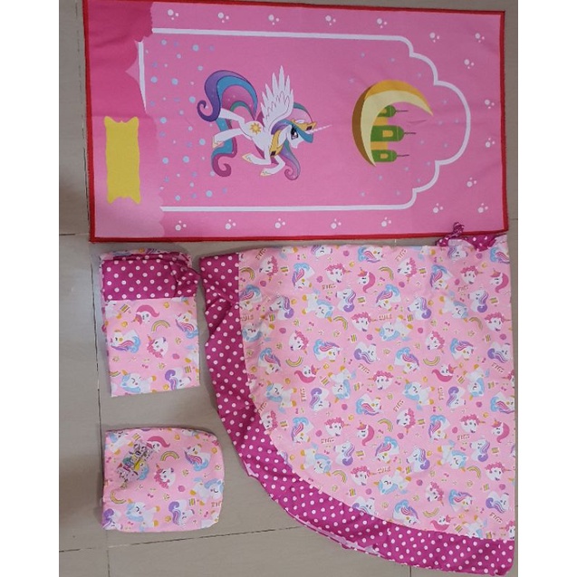 Mukena + Sajadah ANAK Litle Pony (UNTUK PEMBELIAN CASTOM NAMA TULIS DICATATAN!)