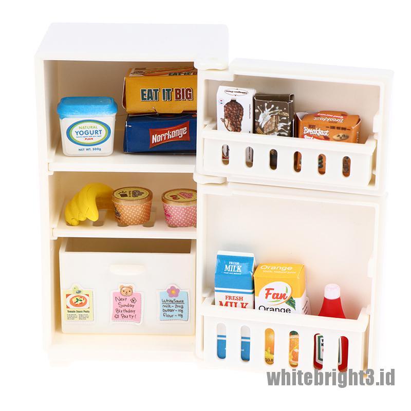 (white3) 16pcs / Set Mainan Miniatur Freezer / Kulkas Skala 1: 12 Untuk Dekorasi Rumah Boneka