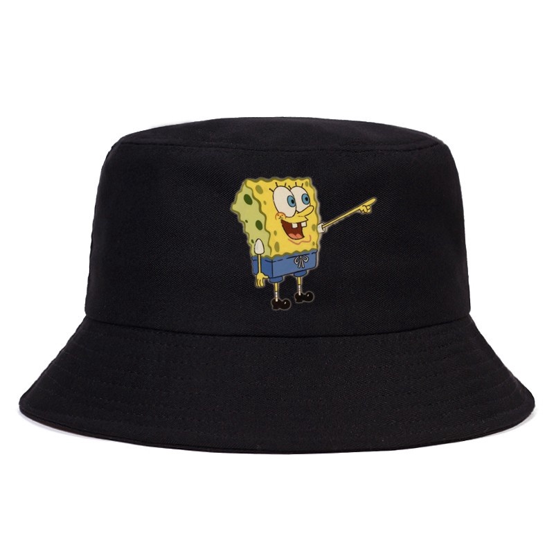 Topi bucket Motif Print Anime SpongeBob Squarepants Untuk Pria Dan Wanita