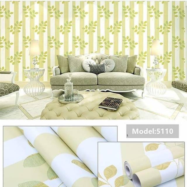 WALLPAPER STIKER DINDING.CORAK SALUR DAUN KUNING