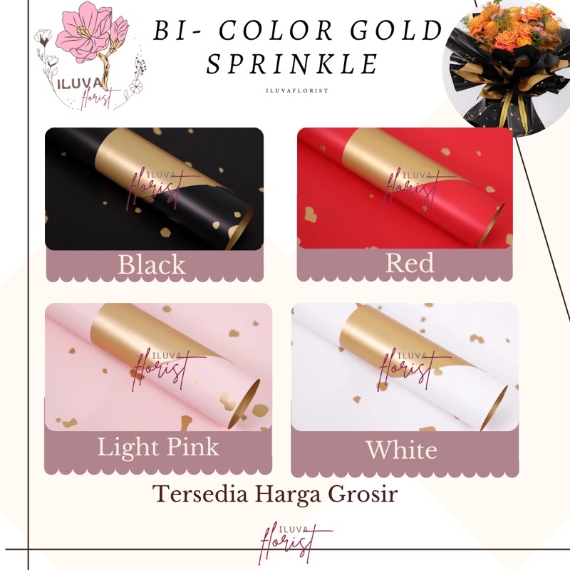 

Kertas Cellophane - Bicolor Gold Sprinkle