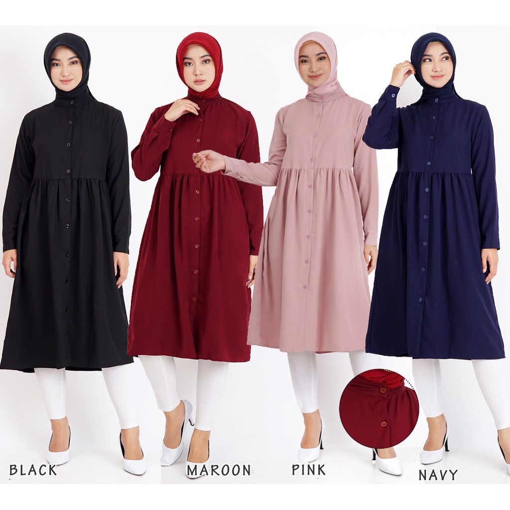 Long Tunik Polos Wanita Tunik Busui Sise L &amp; XL