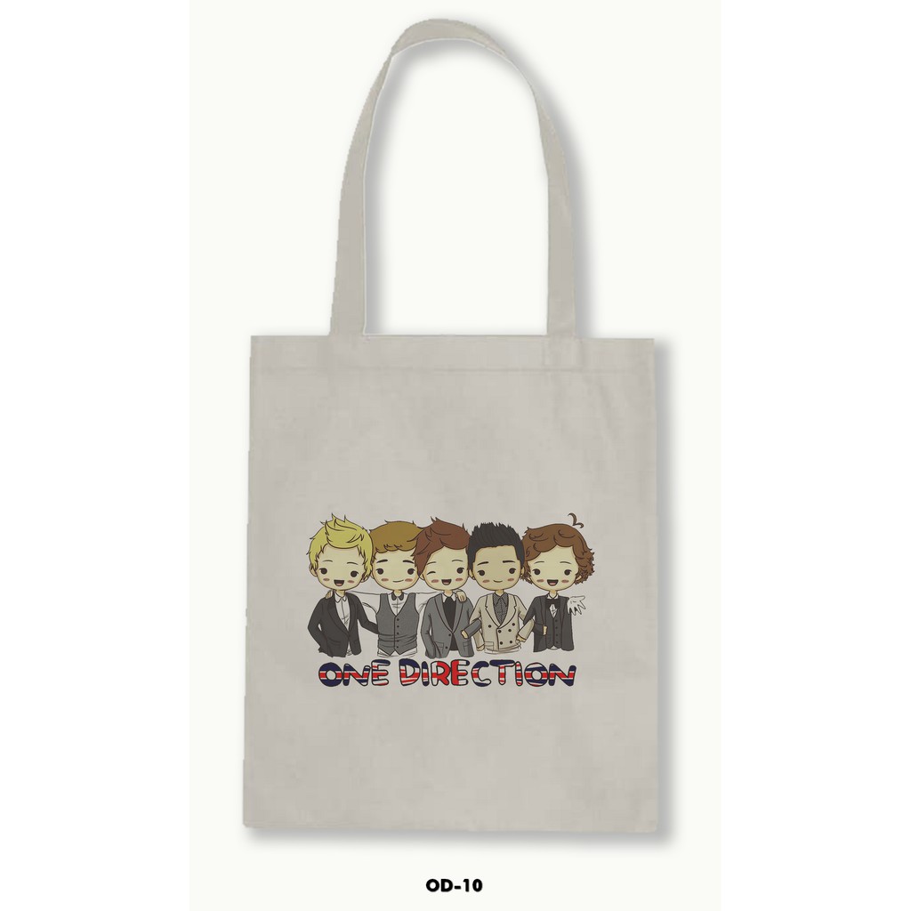 Tas Tote Bag Resleting Kanvas/Blacu  - One Direction .01