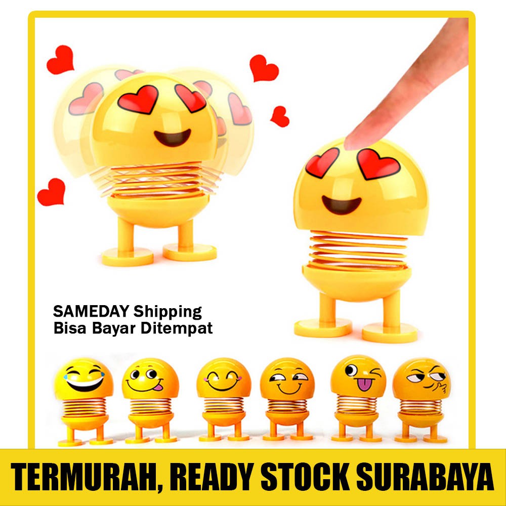 BONEKA PER GOYANG EMOTIKON MAINAN EMOJI LED MOBIL MOTOR AKSESORIS INTERIOR EMOTICON MOBIL