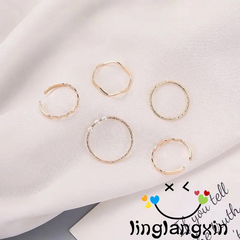 Llx-set Cincin Terbuka Desain Geometri Gaya Minimalis Untuk Wanita