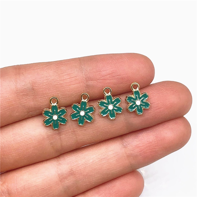 4pcs Liontin Enamel Bentuk Bunga Untuk Gelang Anting Charms