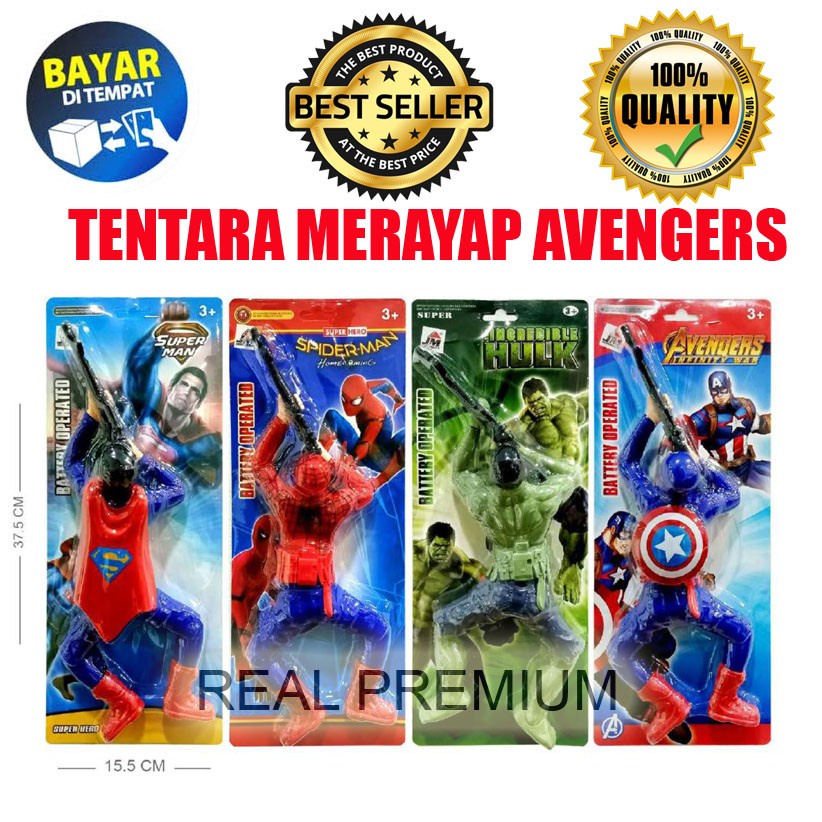 Mainan SuperHero Tentara Merayap Bunyi Tembakan Dan Lampu