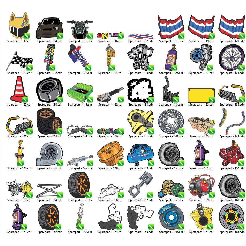 300+ Spare Part Thailook Vector Set - Coreldraw