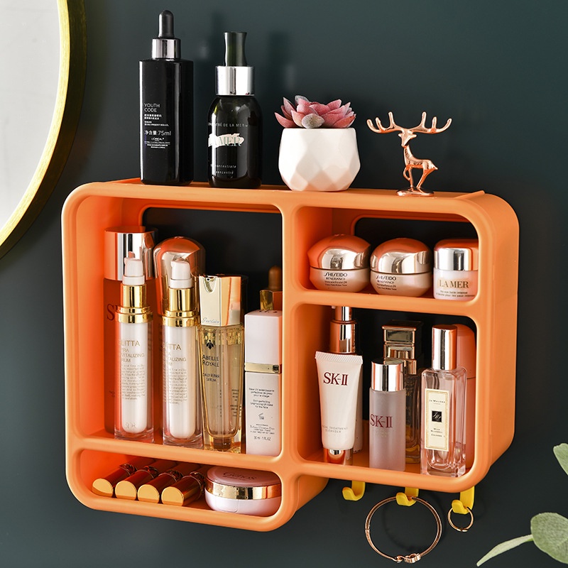 Rak Kosmetik Kamar mandi Gantung dinding Serbaguna Gantungan Organizer Make Up Rack House Container