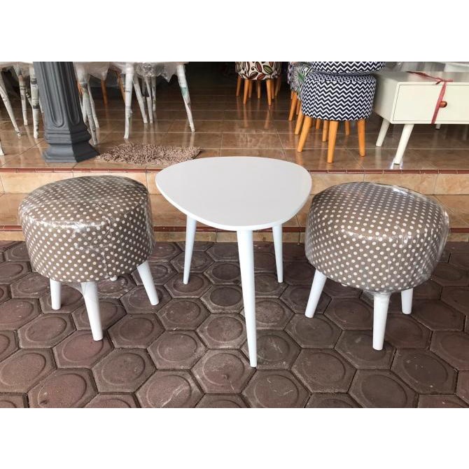 {{{{{{] kursi stool bulat set meja daun