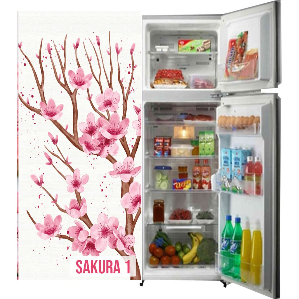STIKER KULKAS BUNGA SAKURA 1 PINTU