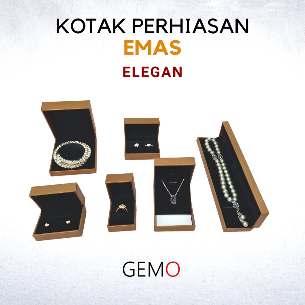 Kotak Perhiasan Elegan Emas Set , Box Cincin, Kalung, Gelang, Anting, Liontin, Tempat Jewelry Murah, Unik, Lucu untuk Tempat Wadah Seserahan / Akad Pernikahan / Hantaran Tunangan Harga Paling Cocok untuk Aksesoris Emas Berlian/ Perak Permata