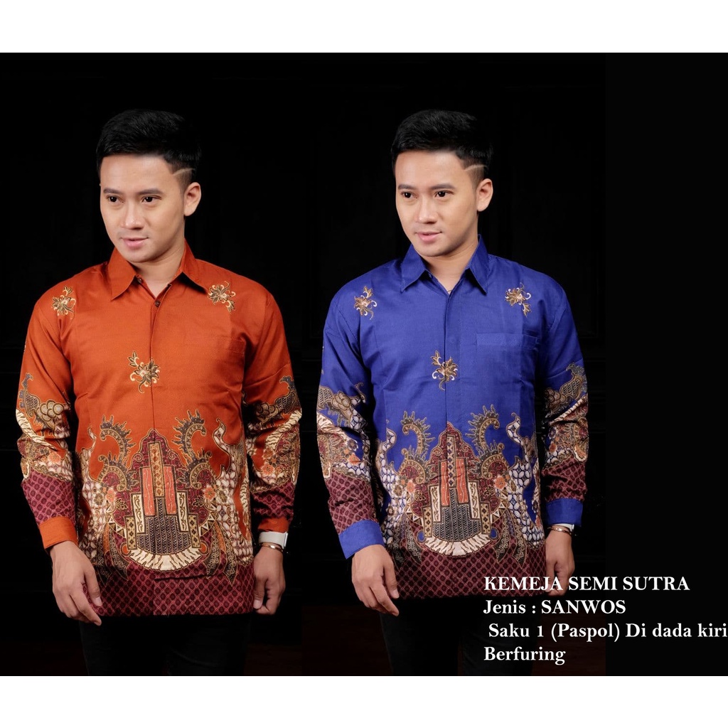 Kemeja Batik Semi Sutra Pria | Hem Batik Semi Sutra Pria | Kemeja Batik | SS0013
