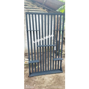 Rak Penyekat Ruangan Tamu Custom Hitam 120x20x200