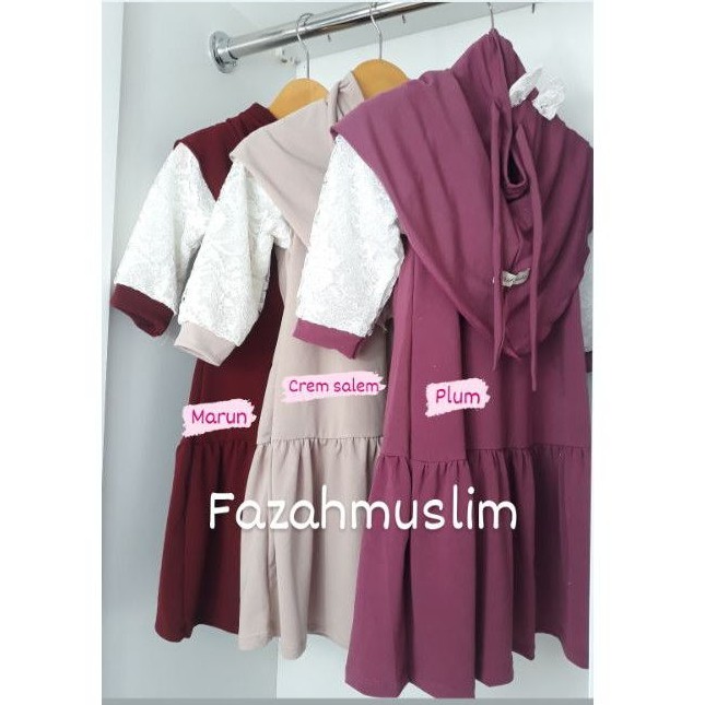 Gamis bayi perempuan baju muslim aqiqah baby, dress pesta gaun brukat set hijab fazah muslim