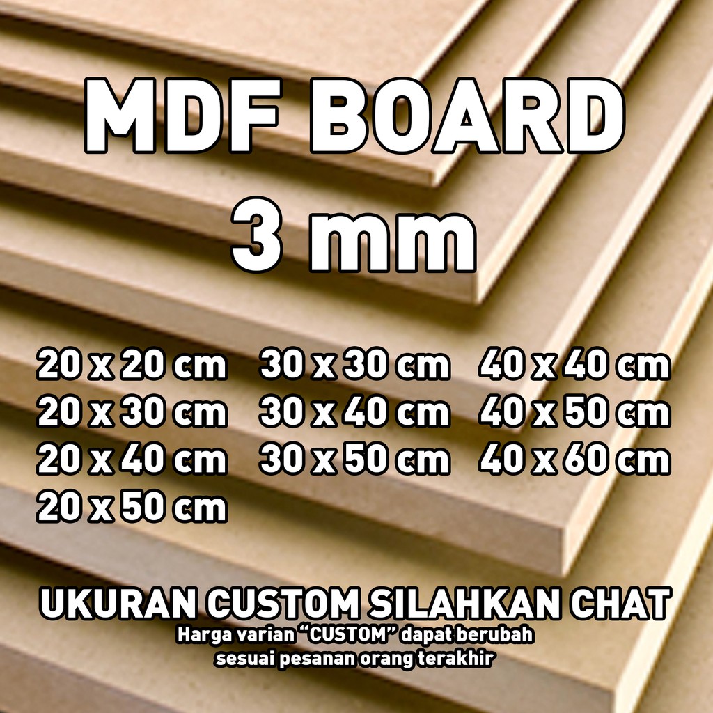 

MDF Board / Papan MDF 3 mm CUSTOM UKURAN. MINIMAL BELI 5