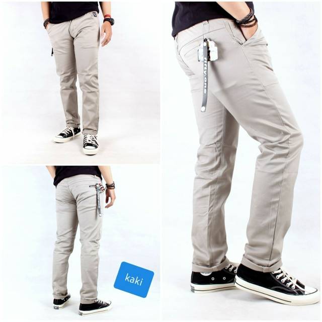 CELANA Pria SLIMFIT Panjang chino KERJA HARIAN HITAM MOCCA ABU GREY KREAM CREAM Sz 27 - 38