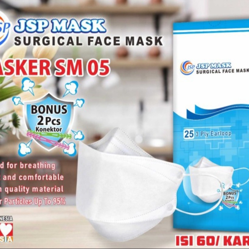 MASKER KF94 JSP IZIN KEMENKES  isi 25 Free Konektor Original