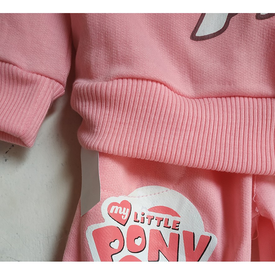 Baju Little Pony Setelan Jogger Sweater Training Anak Pink Umur 2 3 4 5 6 Tahun
