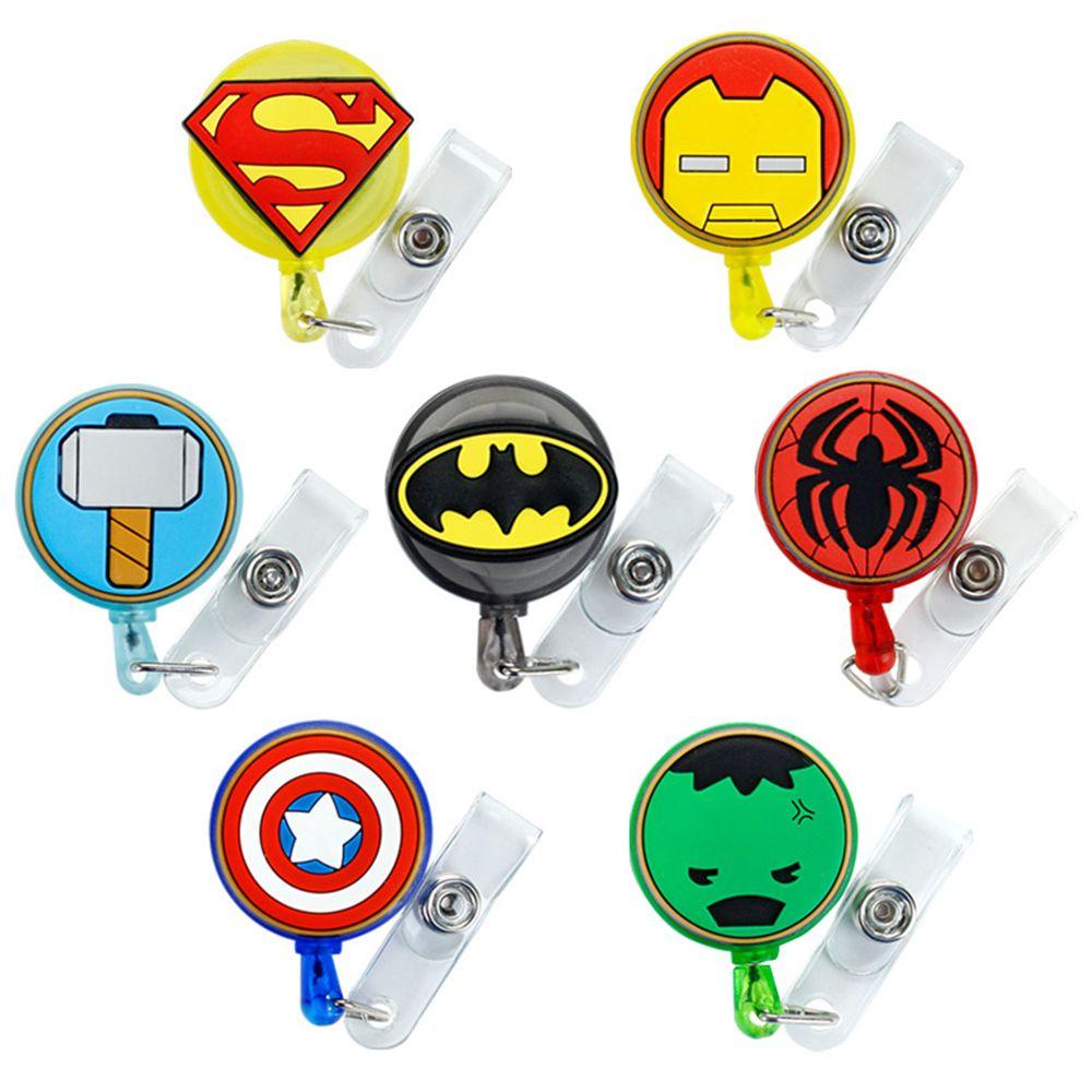 [Elegan] Kartun Badge Holder Kartu Kerja Kartu Nama Badge Holder Klip ID Card Perawat Dokter Nama Card Holder Spider-Man