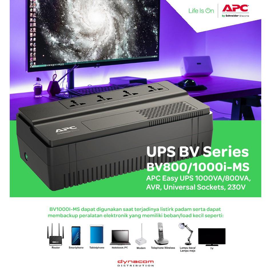 UPS APC BV1000I-MS 1000VA 600W GARANSI RESMI | baterai backup | BV1000IMS BV1000