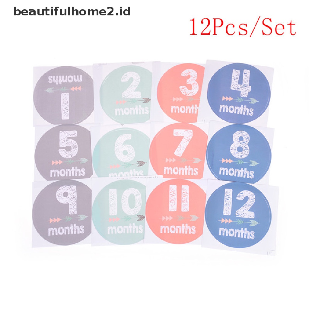 (Beautifulhome2) Buku Literatur Bahasa MandarinId 12pcs / Set Stiker Foto Bayi 1-12 Bulan Diy