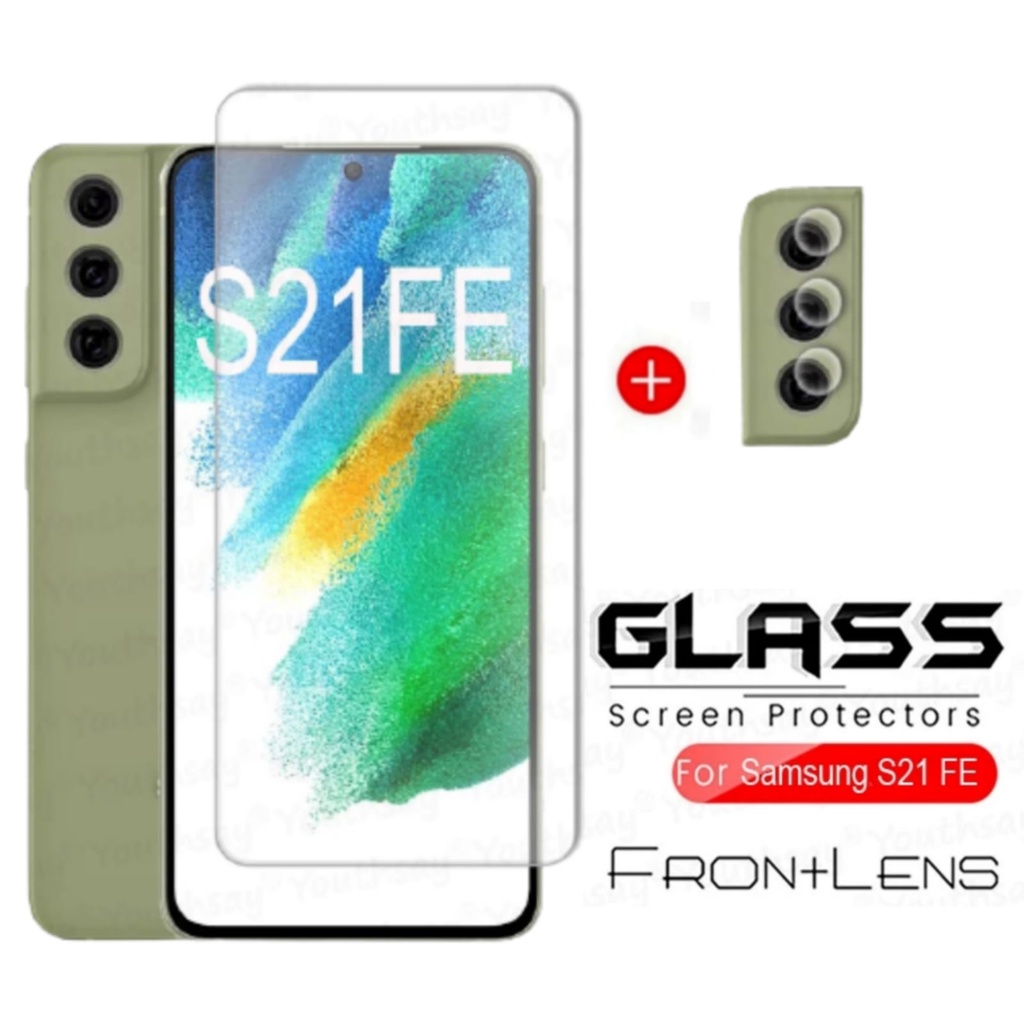 Paket Tempered Glass Samsung Galaxy S21 FE 5G Screen Guard Anti Gores Free Lens Camera Clear