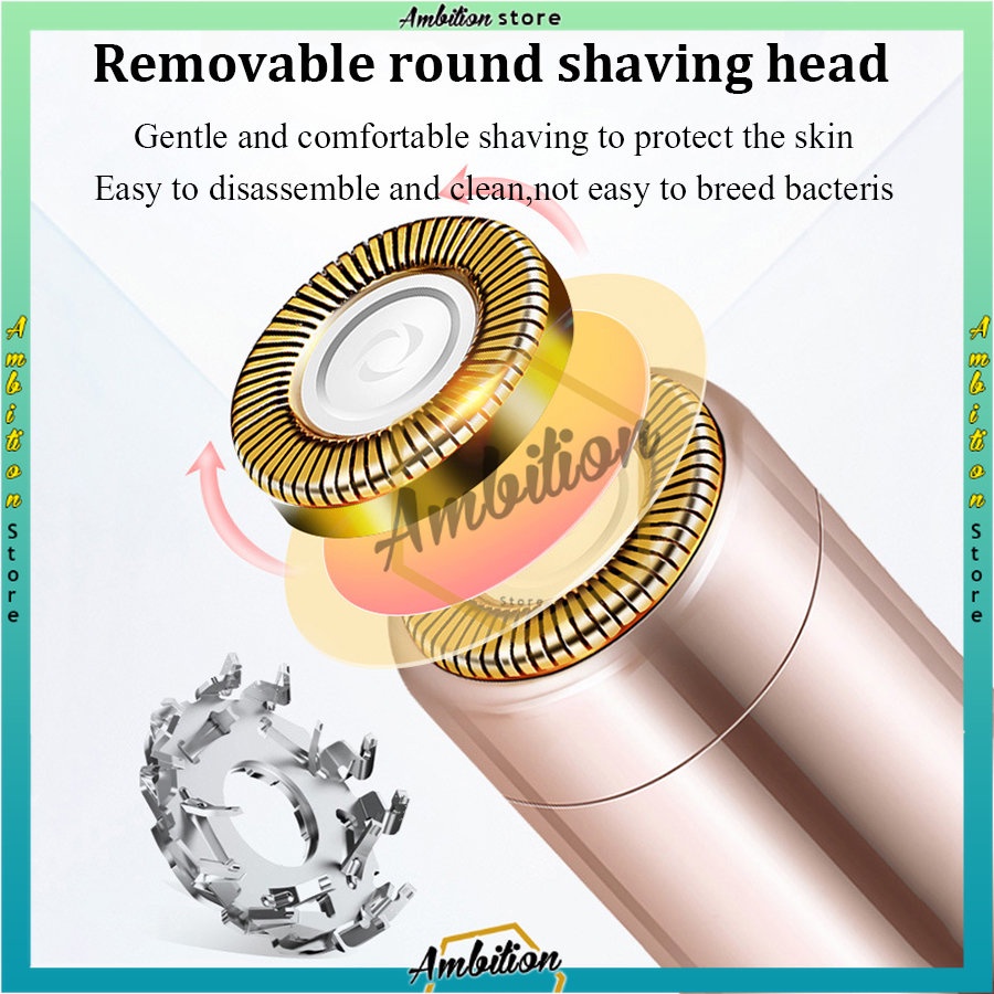 [𝐵𝐼𝒮𝒜 𝐵𝒜𝒴𝒜𝑅 𝒟𝐼𝒯𝐸𝑀𝒫𝒜𝒯]  Shaver Portable Pencukur Bulu Wajah Ketiak Rambut Halus Tangan Kaki Tanpa Rasa Sakit