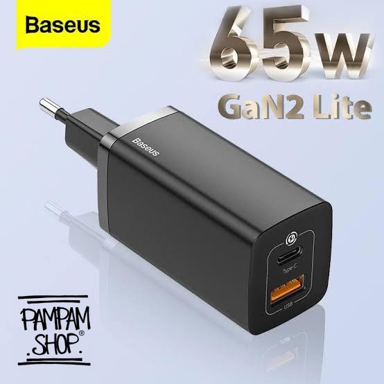 BASEUS ORIGINAL Adaptor Charger Gan 2 Lite 65W Type C USB Quick Charge 4.0 Kepala Fast Charging Qual