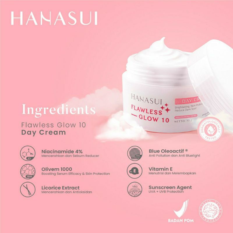 HANASUI Flawless Glow Series / Serum Facial Wash Day &amp; Night Cream [Free Pouch]