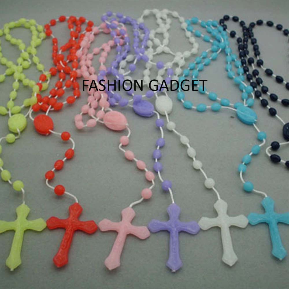 Kalung Rosario Fosfor Padi / Kayu Wangi Kalung Salib kalung Salip Rosary Neclace Liontin