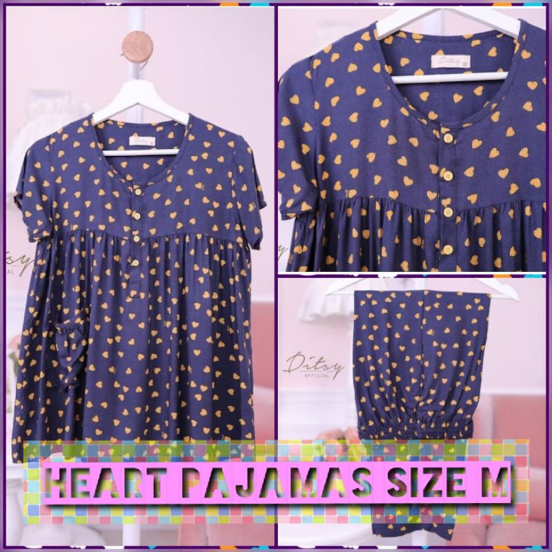 Piyama Ditsy Heart Pajamas / Liefde Pajamas Ditsy / Piyama Viscose Terra Ditsy / Piyama Wanita