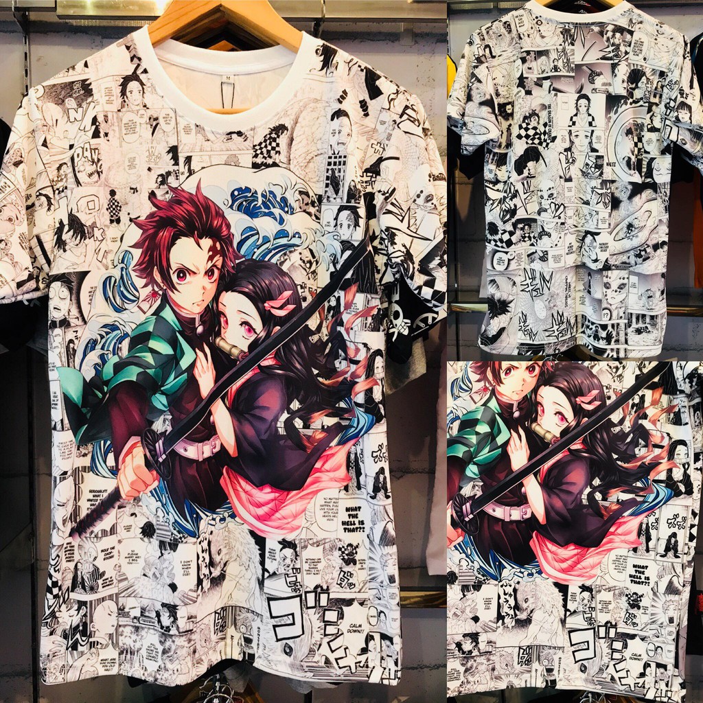 Kaos Kimetsu no Yaiba Fullprint Tanjiro and Nezuko