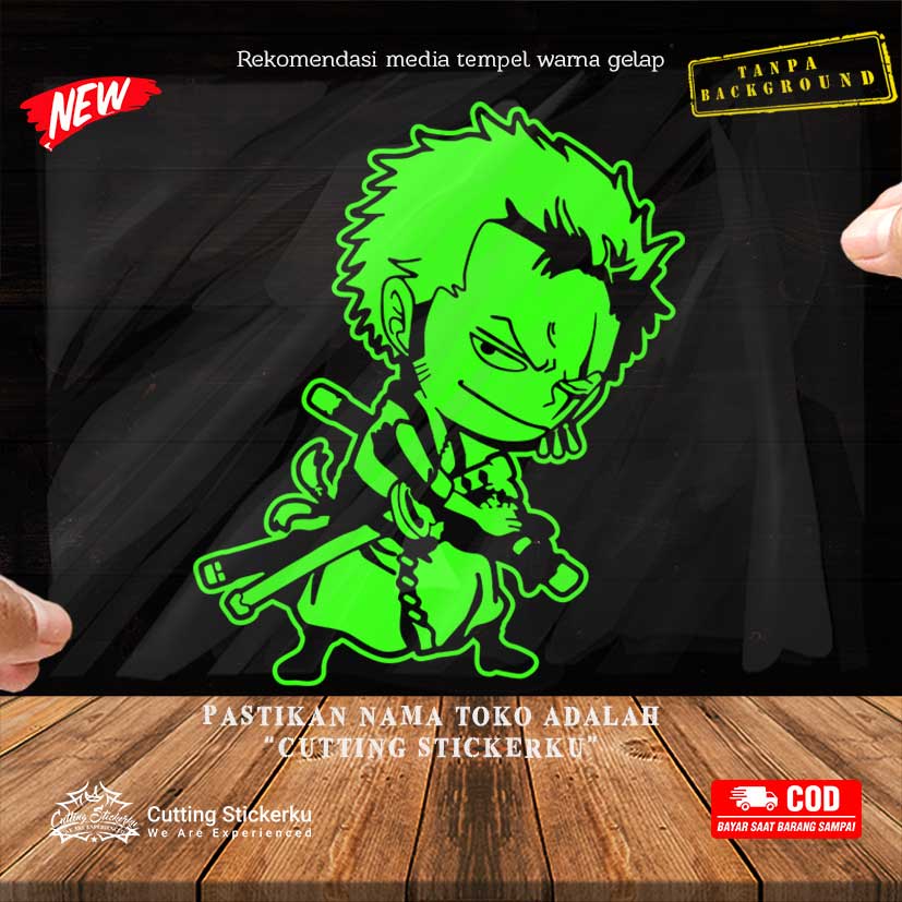 Cutting Stiker Zoro Chibi Variasi Motor Chubby Mobil One Piece Sticker Timbul Keren Nyala Dasbor Spakbor Visor Body Kaca Helm Hologram Reflective Tahan Air Bodi Samping Scoopy Vario Beat NMAX PCX Vespa Aesthetic Pickup Anime Windshield Kustom Imut Modif