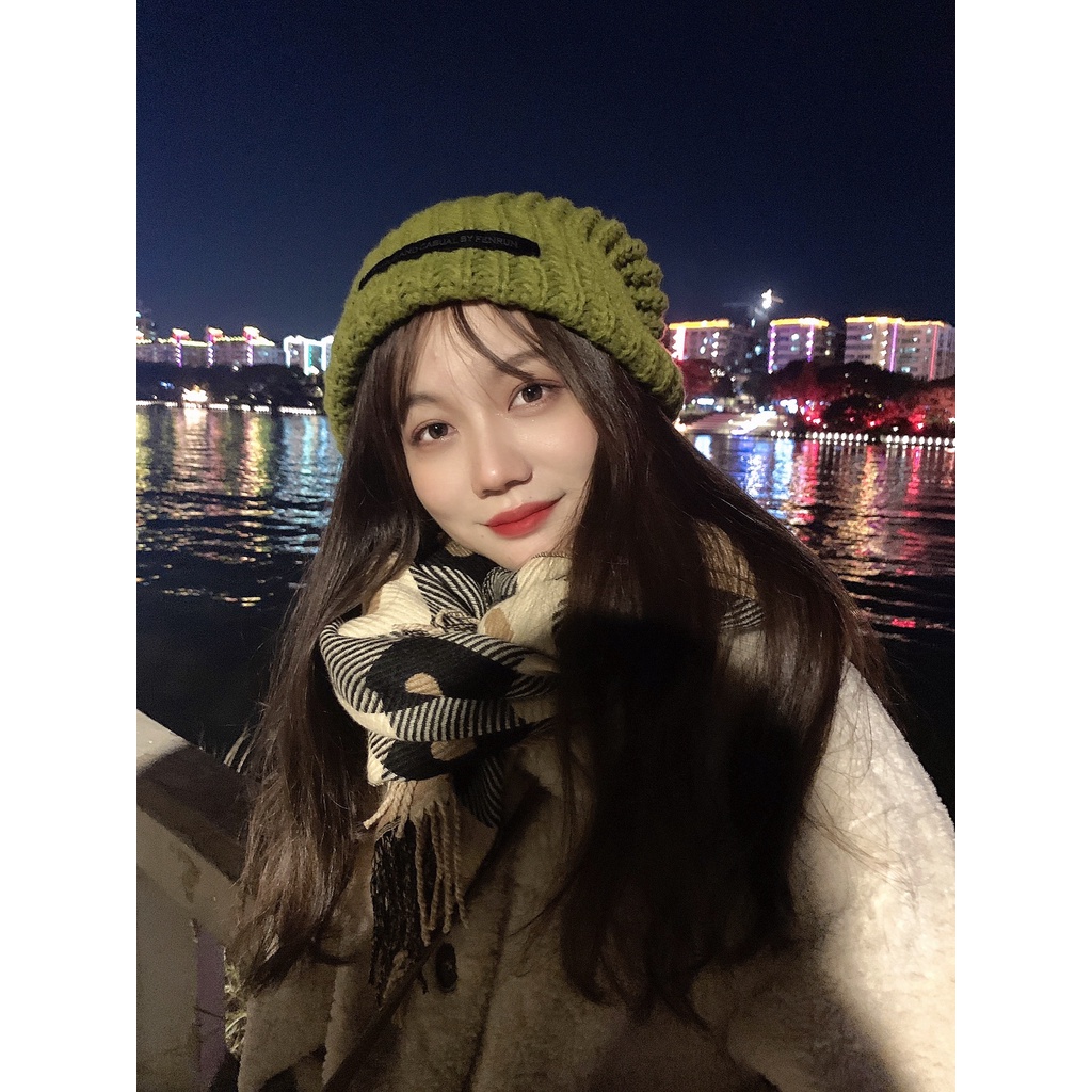 Topi Rajut Bahan Wol Tebal Hangat Warna Solid Gaya Korea Untuk Wanita-6